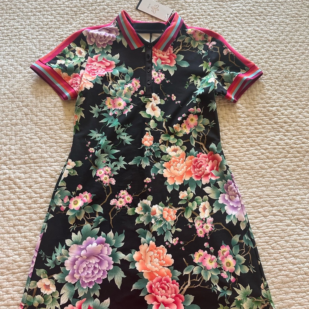 Johnny Was Floral Polo Dress - Black and Pink